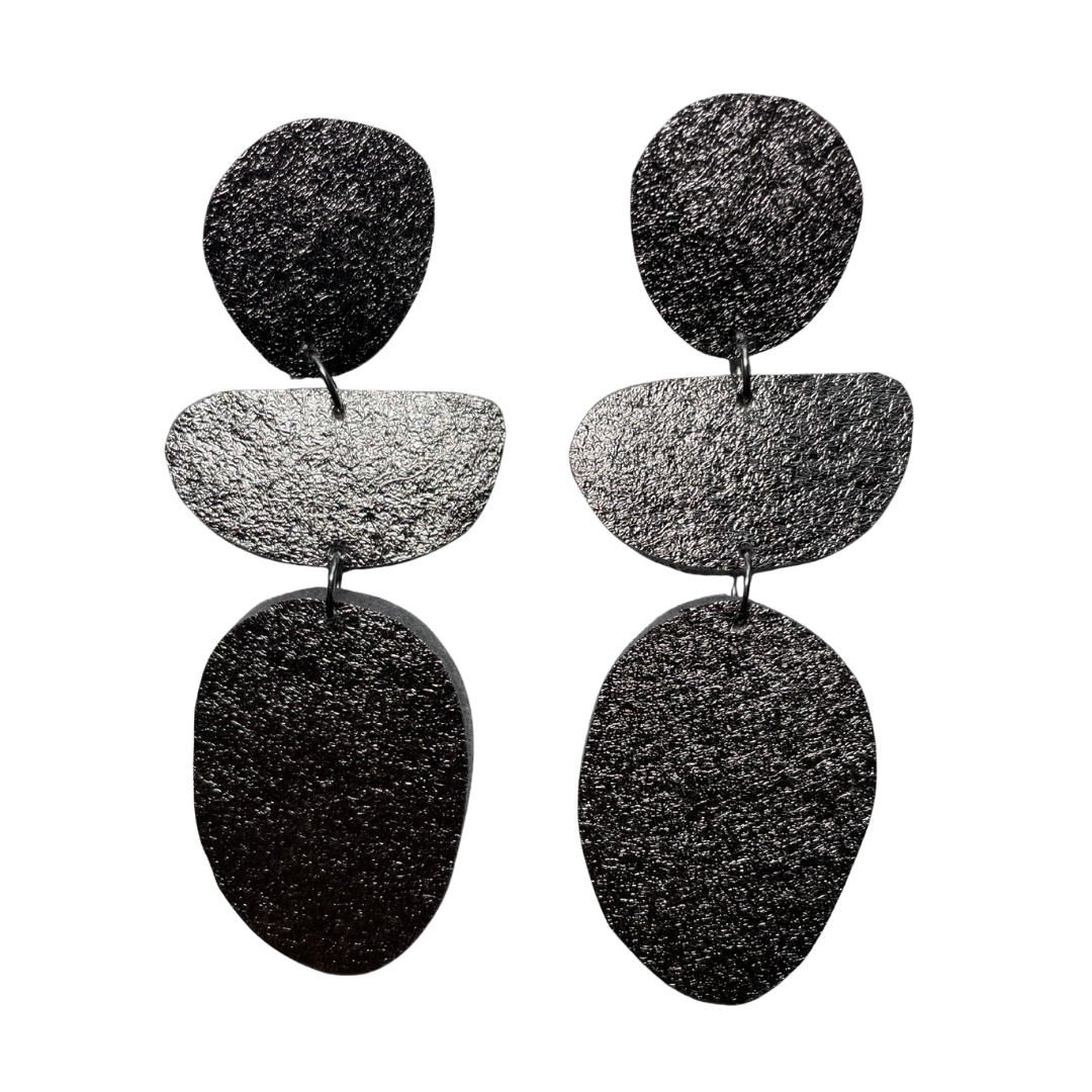 Abstract Shapes Felt Earrings - Metallic Trio