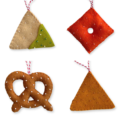 Salty Snacks Beaded Felt Ornaments