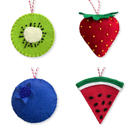 Fruit Salad Beaded Felt Ornaments