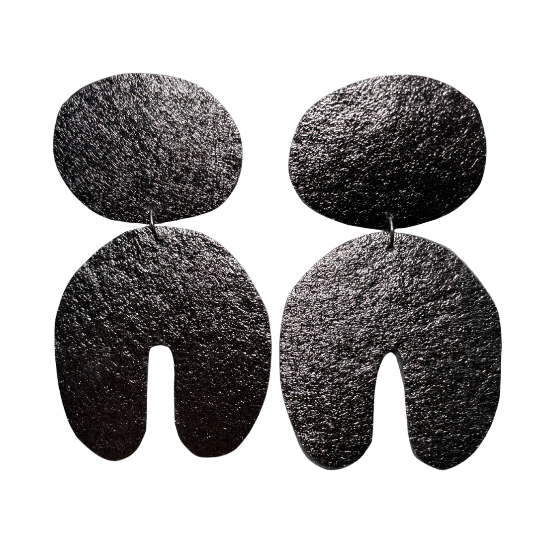Abstract Shapes Felt Earrings - Metallic Duo