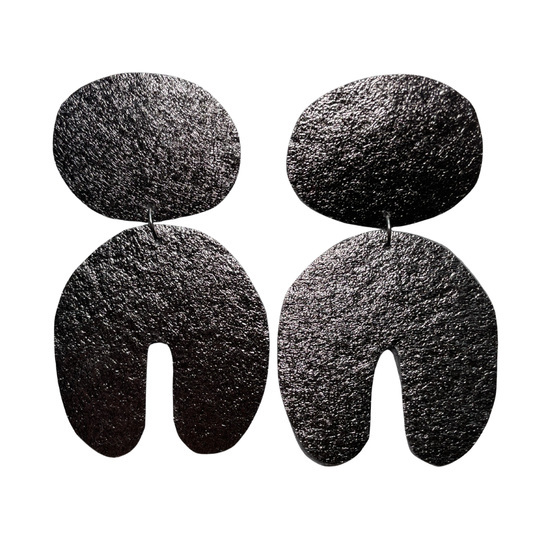 Abstract Shapes Felt Earrings - Metallic Duo