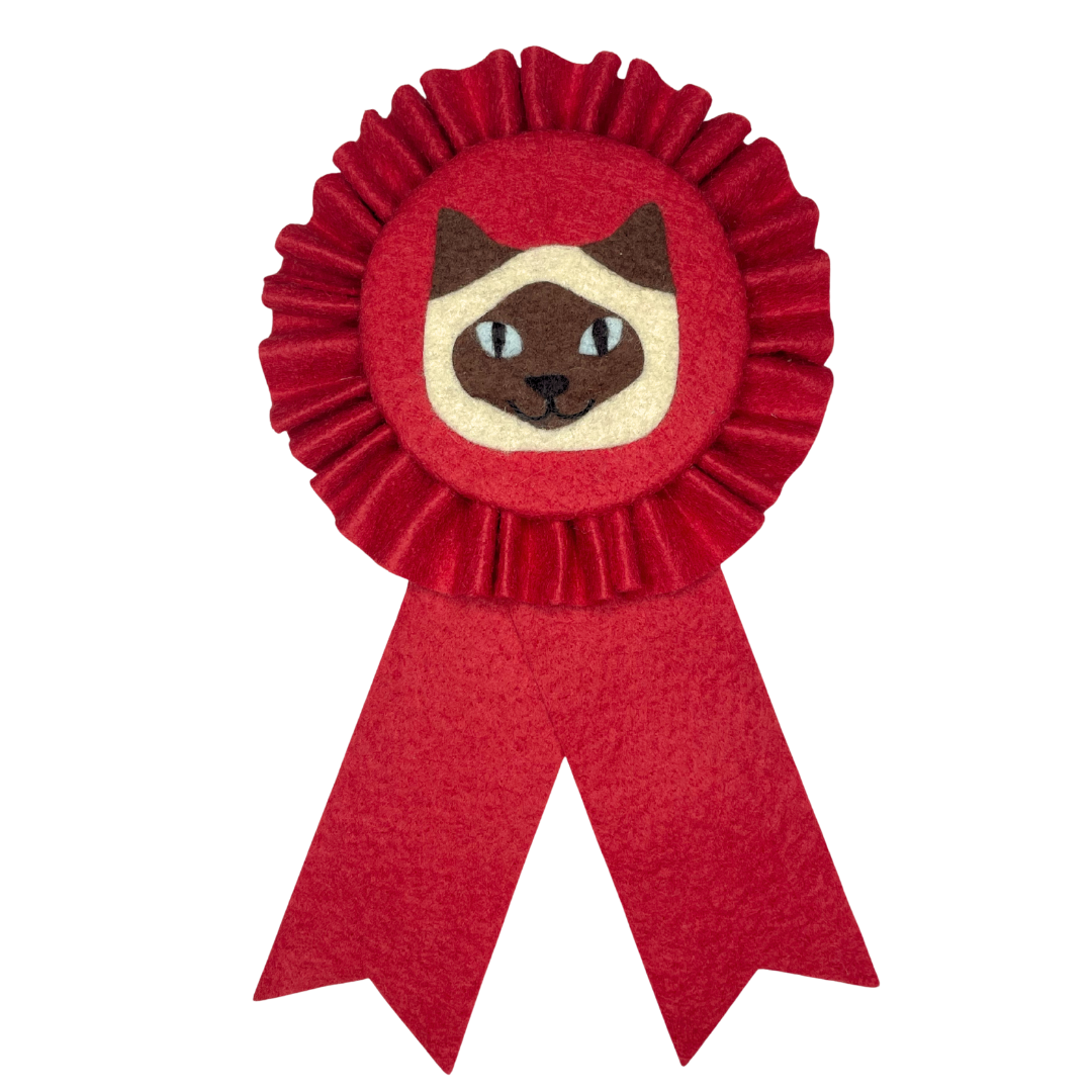 Felt Animal Award Ribbon - Siamese Cat