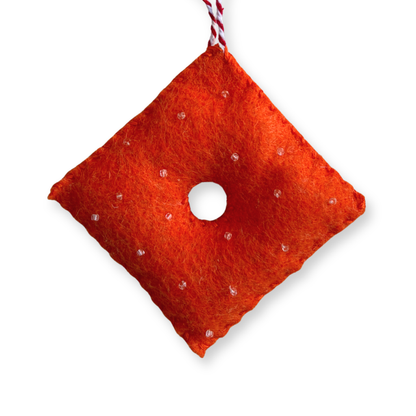 Salty Snacks Beaded Felt Ornaments